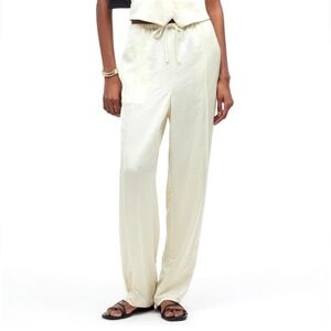 Madewell Womens Pants Size Large Pintucked Pull On Satin Cake Batter New